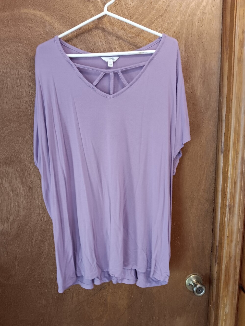 Terra & Sky Lavender V‑Neck Tunic with Front Strap Detail
